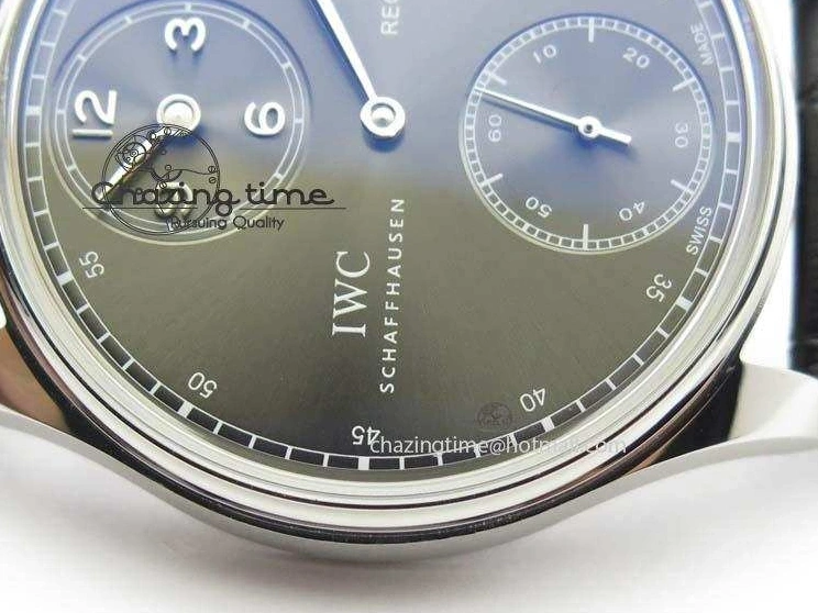 MIROTIME 0407 Portuguese IW544404 SS Gray Dial On Black Leather Strap A Practical 7259